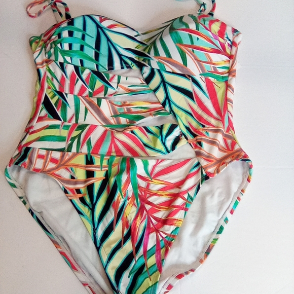 Kenneth Cole Women's Tropical Multicolor One Piece Swimsuit, Sz.Large - Picture 5 of 15